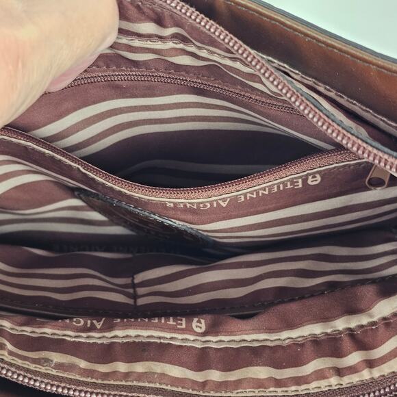 VTG Etienne Aigner brown leather handbag purse multi pockets - Picture 10 of 16